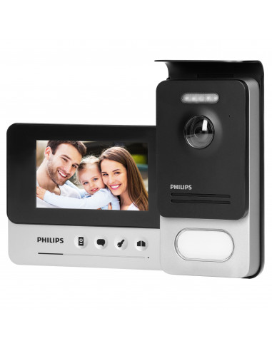 Philips WelcomeEye Compact,  Zestaw wideodomofonowy, bezsłuchawkowy, kolor, LCD 4,3", menu OSD, sterowanie bramą